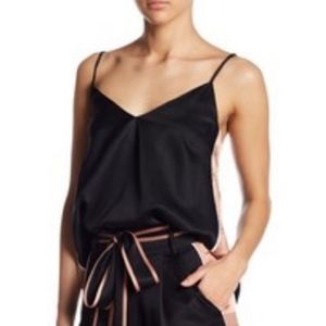 LINE + DOT AIDA BLACK SATIN BLUSH SIDE STRIPE CAMI